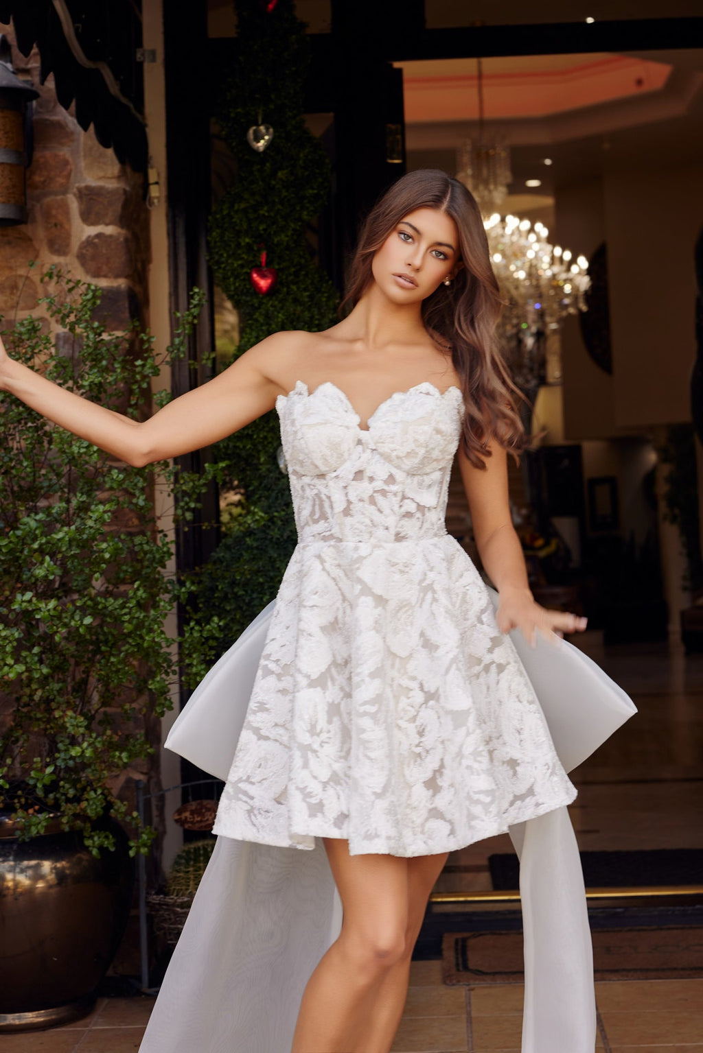 Sweetheart Floral Big Bow Back Special Occasion Dress NXJQ1017