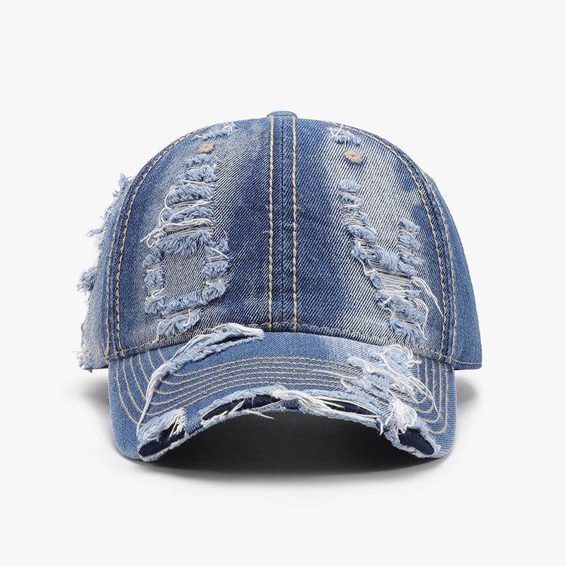 Distressed Adjustable Cotton Baseball Cap for Everyday Wear