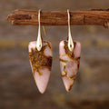 Natural Stone Geometric Shape Earrings in Platinum and Gold