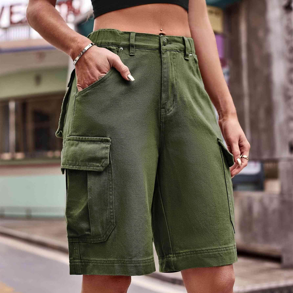 Denim Cargo Shorts with Pockets for Casual Style