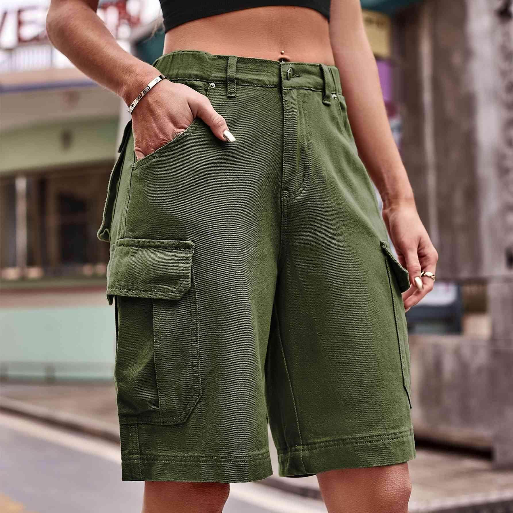 Denim Cargo Shorts with Pockets for Casual Style