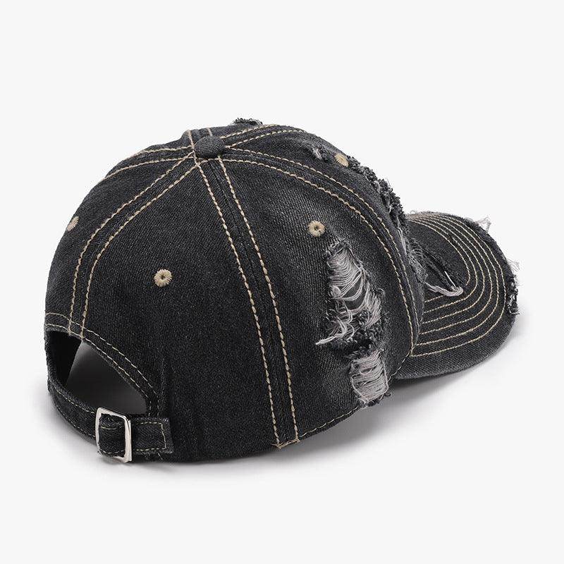 Distressed Adjustable Cotton Baseball Cap for Everyday Wear