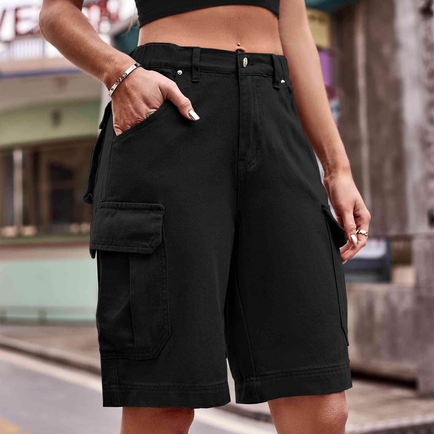 Denim Cargo Shorts with Pockets for Casual Style