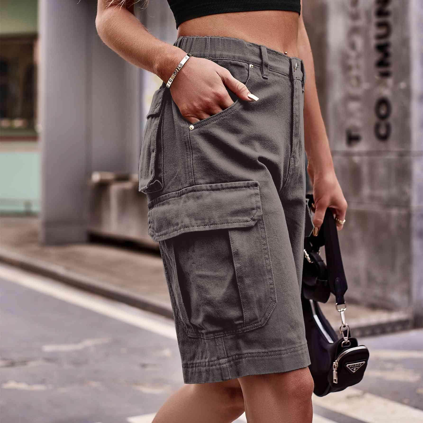 Denim Cargo Shorts with Pockets for Casual Style