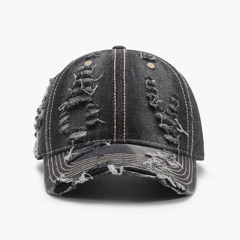 Distressed Adjustable Cotton Baseball Cap for Everyday Wear