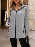 Ivy Lane Pocketed Zip Up Hooded Jacket for Women