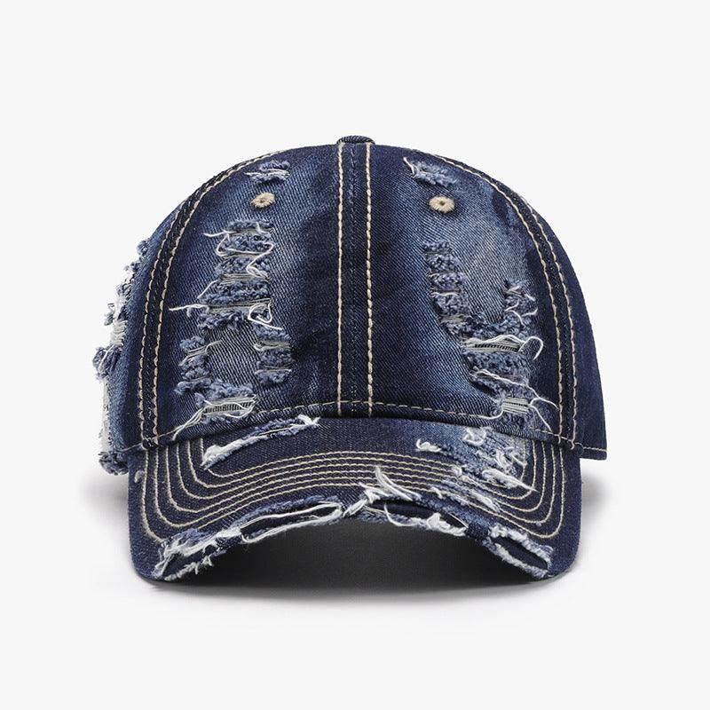 Distressed Adjustable Cotton Baseball Cap for Everyday Wear